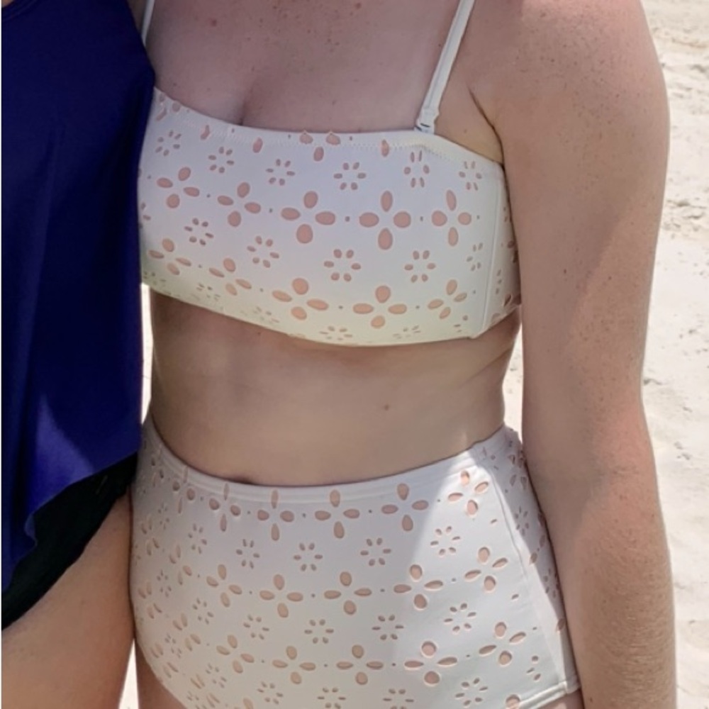 J. Crew Cream and White Eyelet Bandeau Bikini - Picture 4 of 4